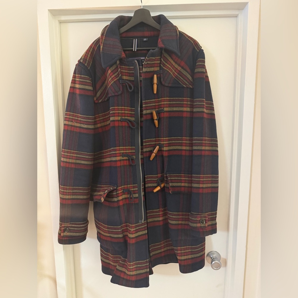 Men’s Tommy Hilfiger Plaid Duffle/Toggle Coat XL
